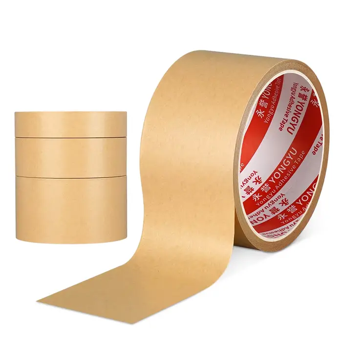 Ruban en papier Kraft brun robuste 10/20/50m, ruban de masquage adhésif fort inscriptible pour l'emb