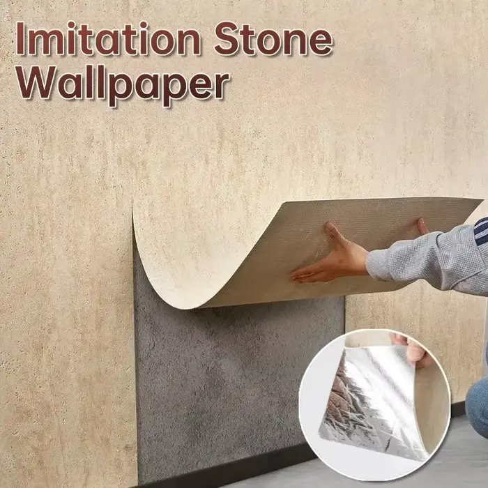 Papier peint 3D imitation travertin