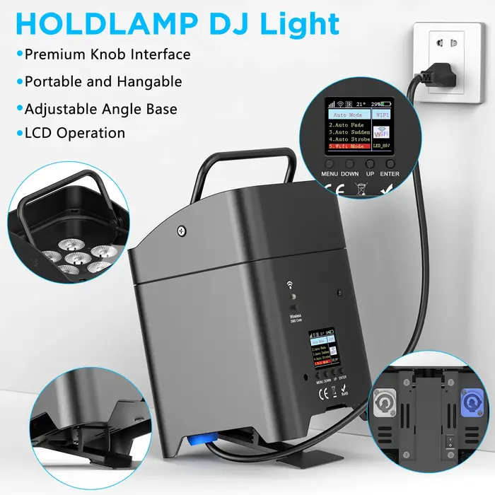 U'King 4 pièces 6x18W 6IN1 RGBAW + UV Par lumière avec sac DMX télécommande WiFi Par lumière sans fi