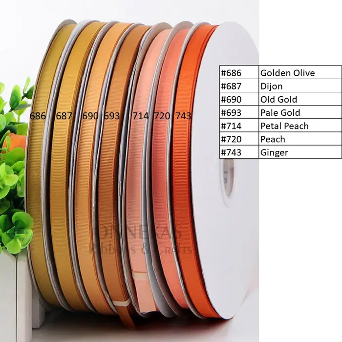 Ruban gros-grain jaune/Orange 100Yards 6/9/13/16/25/38mm
