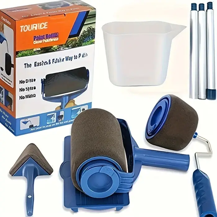 Ensemble de 5 pièces rouleau de peinture multifonctionnel brosse d'angle poignée outil
