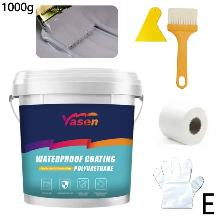 Revêtement imperméable en polyuréthane à base d'eau, 1000g, réparation des fuites de toit et de mur 