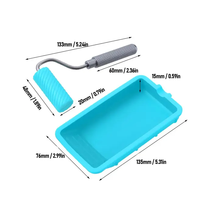 Rouleau de peinture en Silicone, ensemble de rouleaux et de plateaux de peinture en Silicone, rouleau et plateau adhésifs souples réutilisables en Latex pour l'artisanat du bois