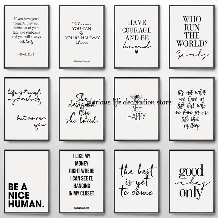 Impression sur toile avec phrases d'énergie positives