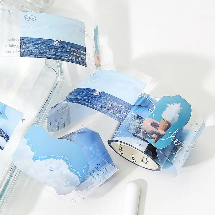 Rouleau de ruban adhésif PET, 1 rouleau, paysage nuage, décoration ins Wind, registre à main, matériau de base, autocollant, accessoires pour scrapbook, DIY bricolage