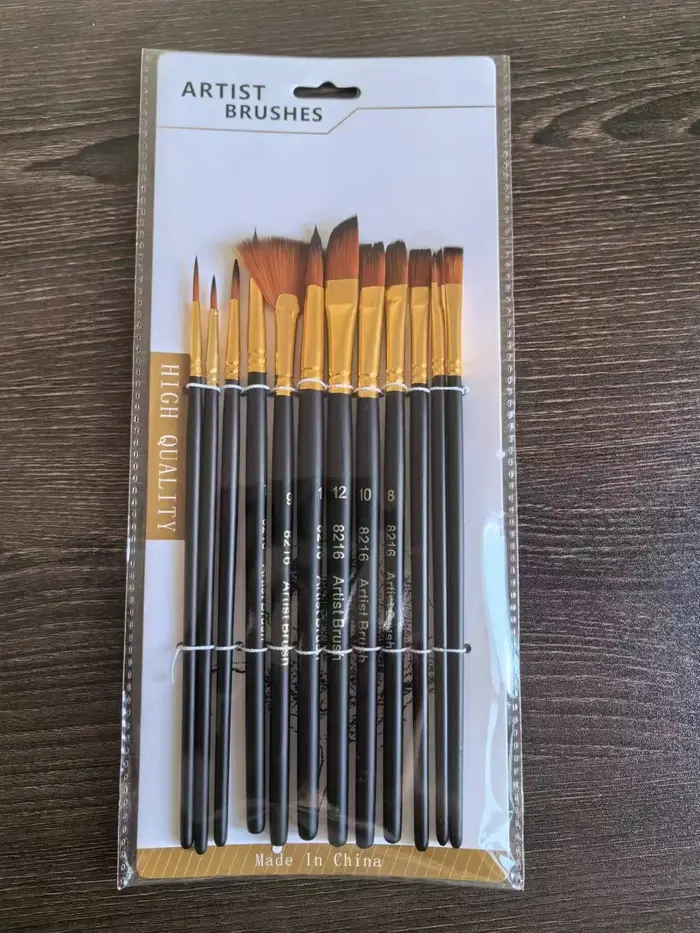 Ensemble de pinceaux à poils en Nylon, 12 pièces, pinceaux plats, peinture à l'huile pour aquarelle,
