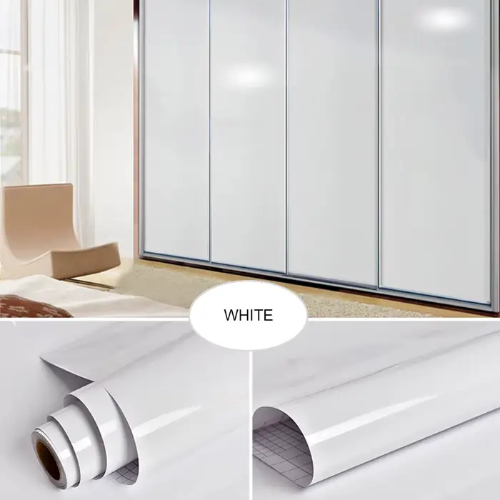 Papier peint auto-adhésif blanc pur, peinture imperméable et résistante à l'humidité, autocollants m