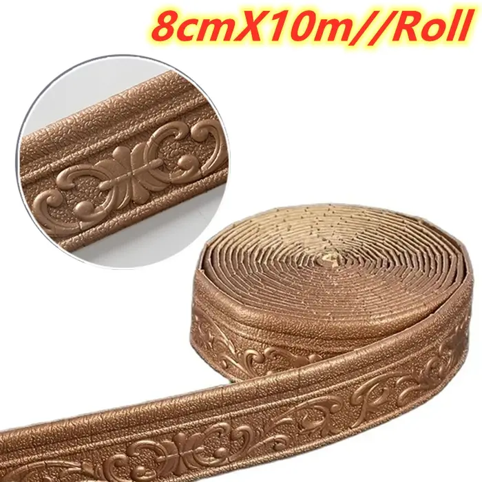 Bordure murale 3D autocollante imperméable de 10 m/rouleau pour plinthe