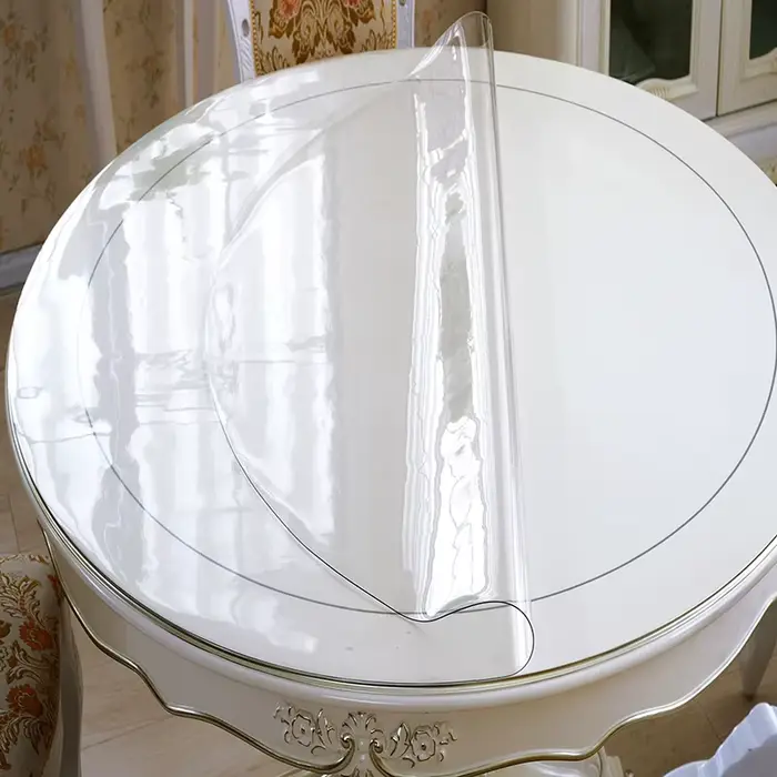 Nappe de Table ronde transparente de 1.0mm, Film de Protection, nappe en verre souple, protection de