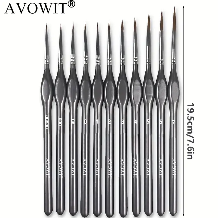Ensemble de 11 pinceaux de précision, adaptés à la peinture acrylique, au modelage et à la création 