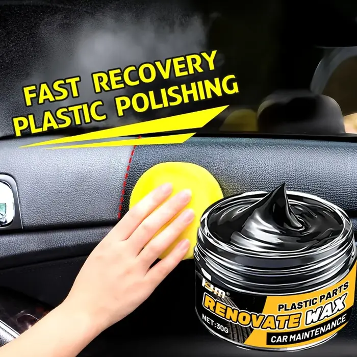 1 pot de cire de restauration et de protection noire brillante pour l'intérieur de la voiture - Revêtement en plastique