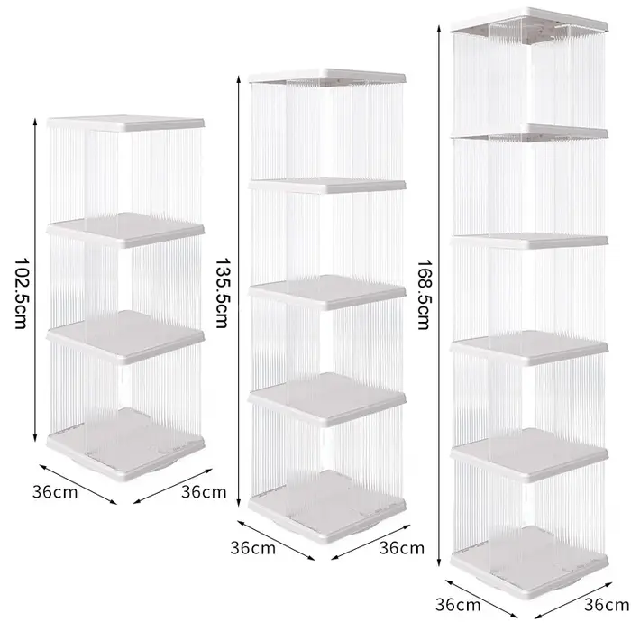 Bibliothèque rotative à 3 ou 5 niveaux, étagère de rangement transparente au sol, bibliothèque pour