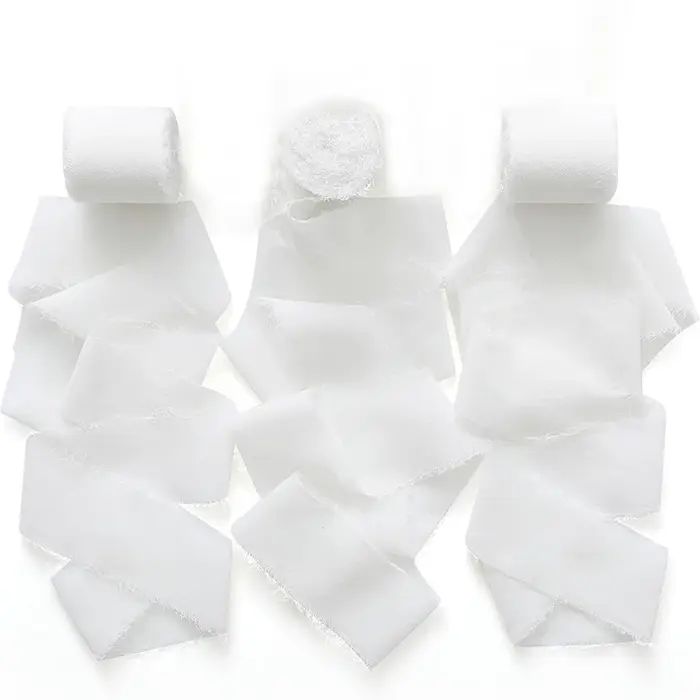 3 rouleaux de ruban en mousseline de soie fait à la main