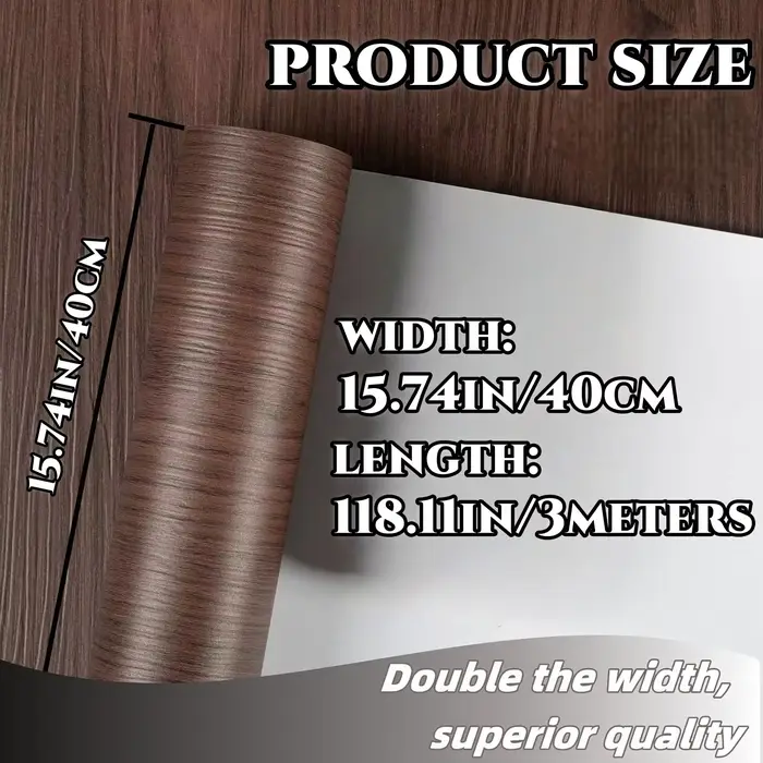 1 rouleau de papier peint autocollant en PVC à grain de bois
