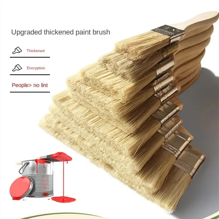 5 pièces pinceau manche en bois brosse pour barbecue 1/2/4/5/6 pouces pinceaux de peinture à cheveux doux pour mur et