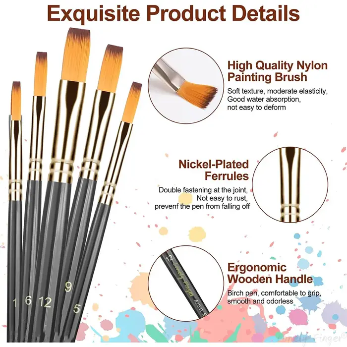 12 pièces pinceaux pour peinture acrylique