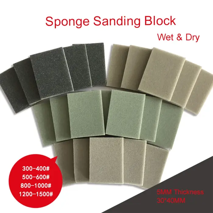 Éponge de ponçage papier de verre 30*40mm 20 pièces assorties 300-1500 grains bloc de sable