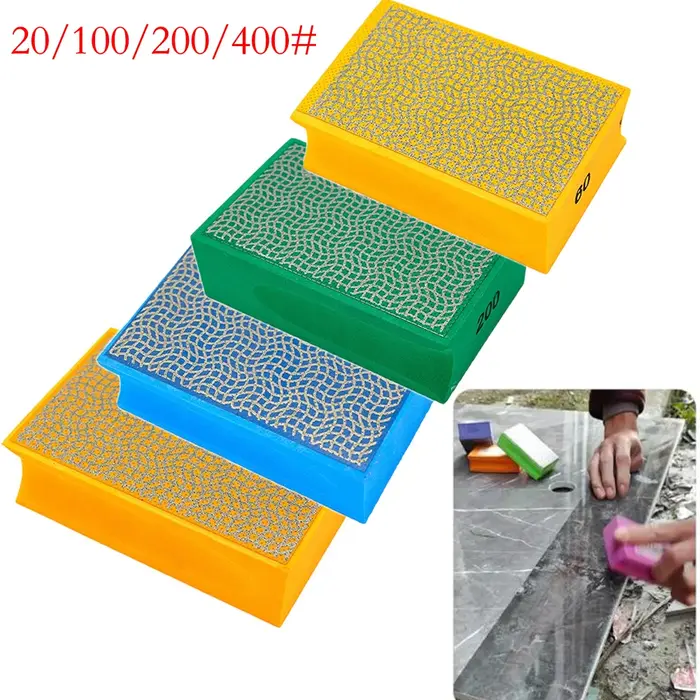 1 pièce 60/100/200/400 # Bloc de ponçage par galvanoplastie, tampons de polissage portatifs pour le bois, le verre, le marbre, le métal, le meulage