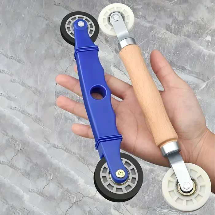 Outil de rouleau de canal de bande LED - 2 rainures en U et roues plates avec poignées en bois/plastique | Instalez