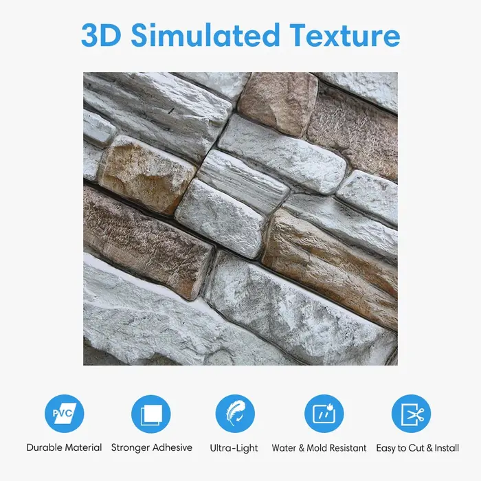 10/20 pièces de panneaux muraux 3D imitation pierre