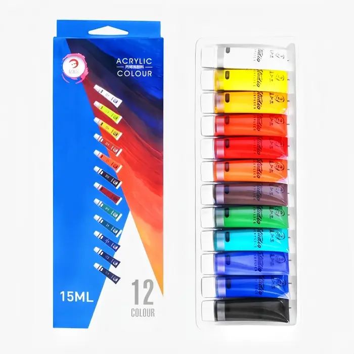 12 couleurs/24 couleurs/15 ml peinture acrylique xiajiaer débutant ensemble bricolage pierre imperméable à la main