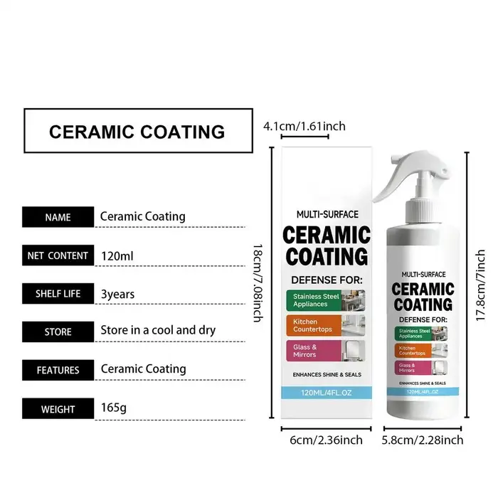 Spray de revêtement céramique pour acier inoxydable et verre