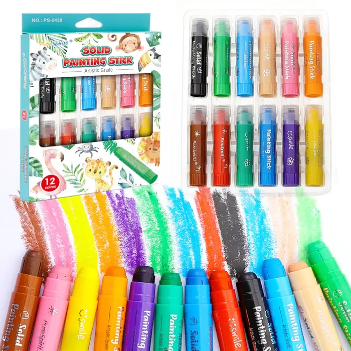 8/12 couleurs artisanat bâtons de peinture couleur solide bâton