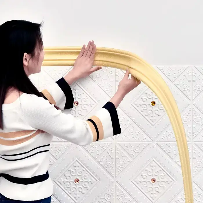 Papier peint texturé 3D de 2,3 m, décoration de plinthe, autocollant mural imperméable pour salon et chambre à coucher