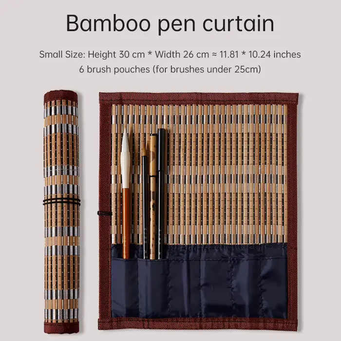 Rouleau de pinceaux de calligraphie en bambou, support de voyage portable pour plusieurs pinceaux, s