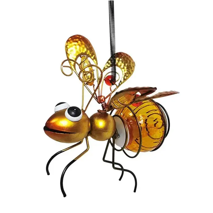 Statue d'Insecte Solaire en Fer avec Lumière de Gradation LED