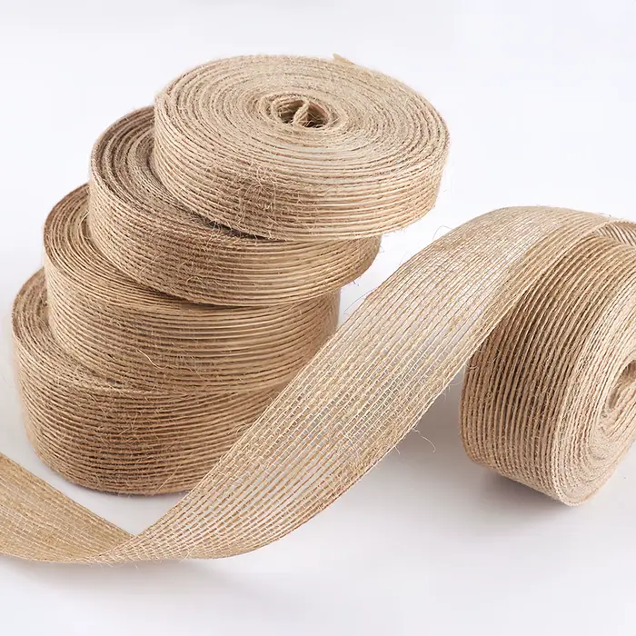 Ruban en toile de jute naturelle vintage
