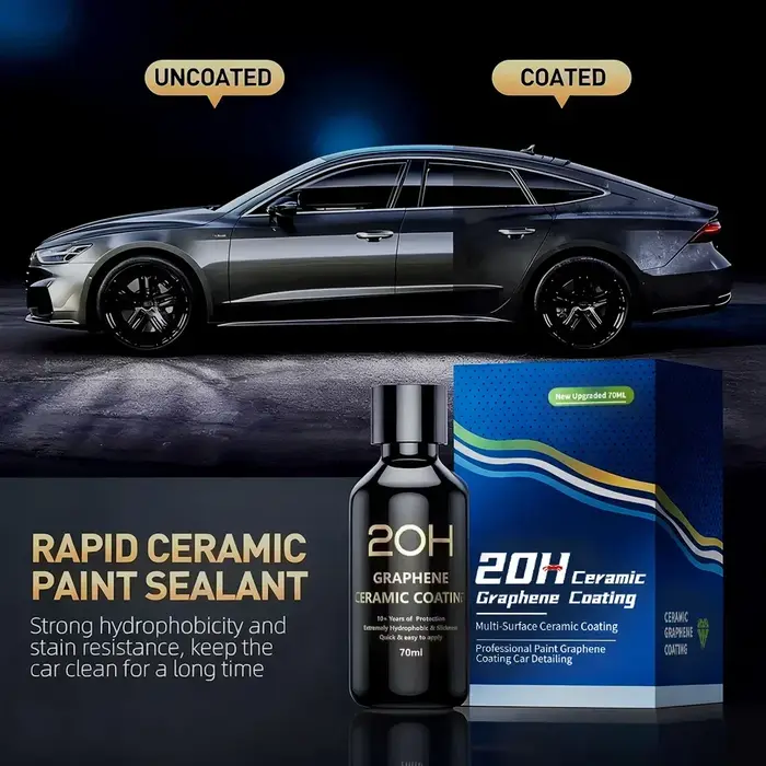 Revêtement céramique au graphène 20H/12H avec technologie auto-réparatrice et anti-UV pour professionnels du detailing