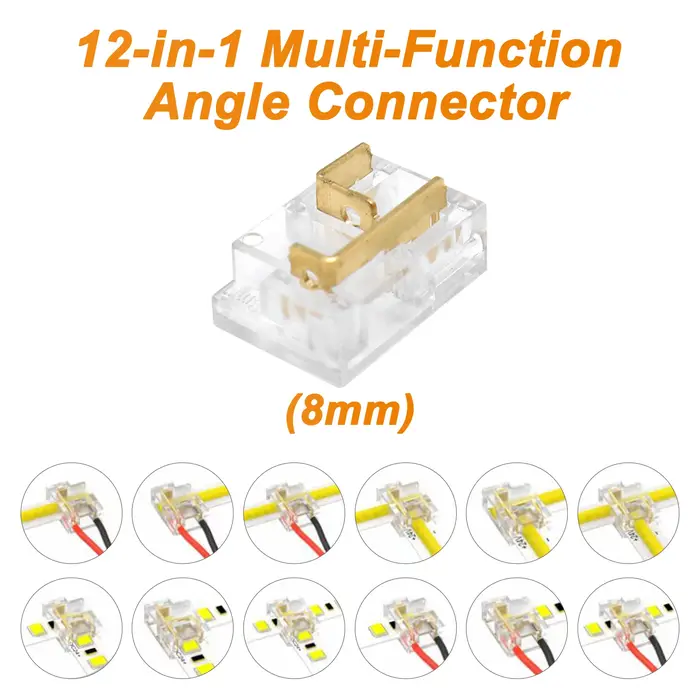 Connecteur d'angle multifonction 12 en 1 pour bande LED COB 8 mm 10 mm
