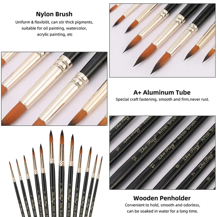 Ensemble de pinceaux professionnels pour peinture à l'huile
