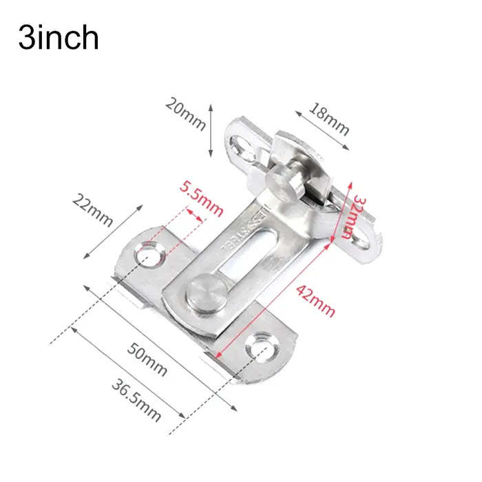 Serrure de porte garde loquet boulon 90 degrés en acier inoxydable bascule