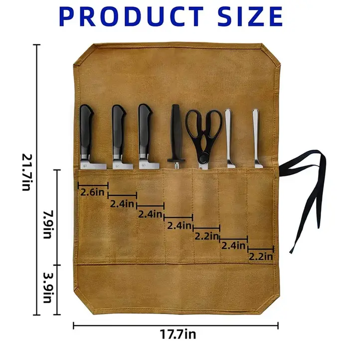 Étui à couteaux en toile cirée avec 7 emplacements