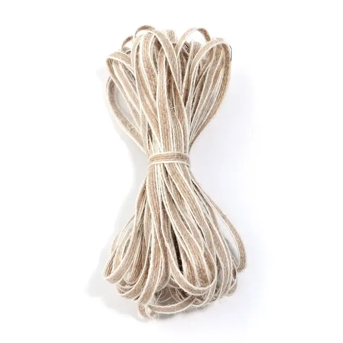 Rouleau de ruban en toile de Jute naturelle, bord blanc, ficelle, corde en lin pour emballage de cad