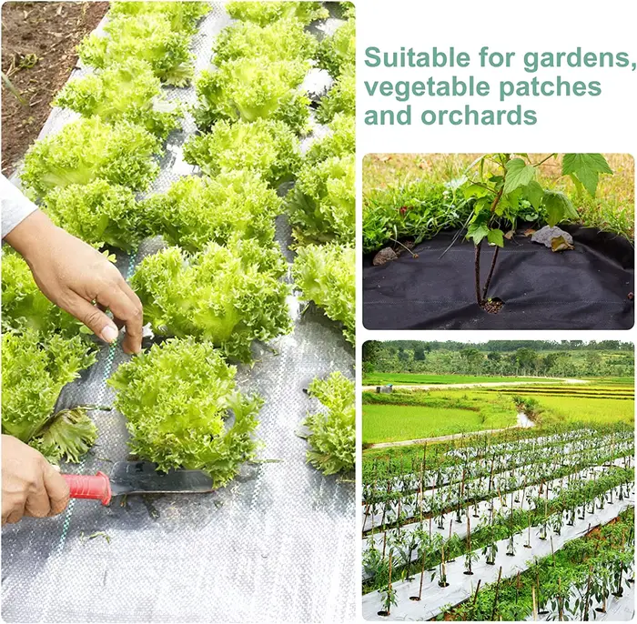 Toile de paillage robuste pour jardins extérieurs – Tissu non tissé anti-mauvaises herbes – Rouleau