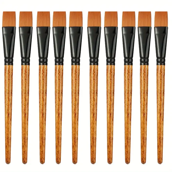 10 pièces pinceaux plats pinceau acrylique artiste artisanat