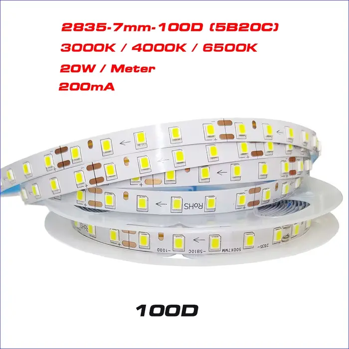 5 mètres/rouleau SMD2835 ruban LED 100Led 120Led 180Led bande LED à courant Constant blanc et chaud 