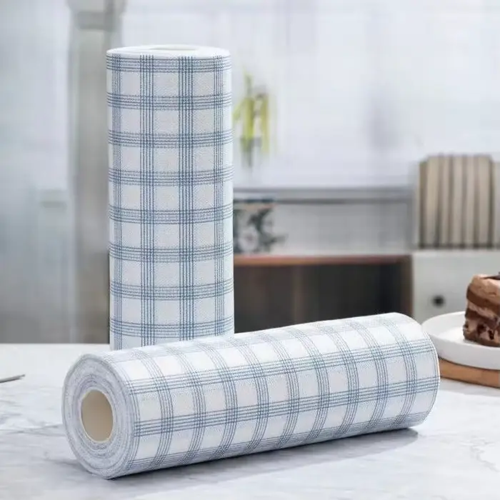 2 rouleaux de chiffons jetables lavables, épaissis, dégraissants, produits de nettoyage sans huile,