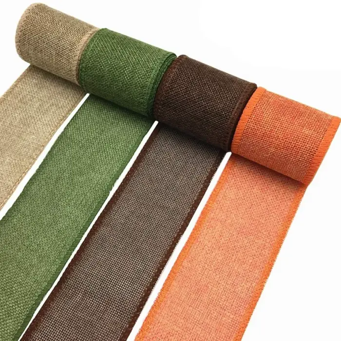Rouleau de Ruban Coloré en Toile de Jute Naturelle