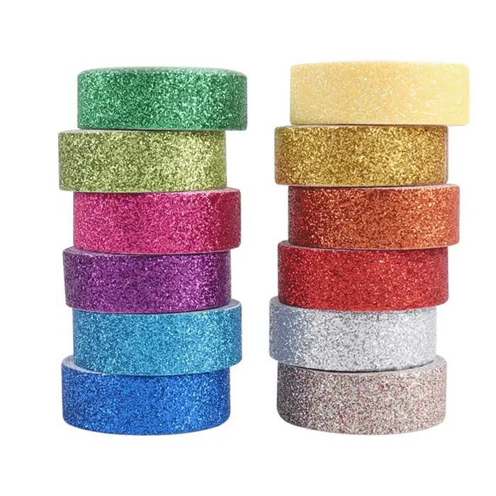 Ensemble de 12 rouleaux d'autocollants à paillettes colorées