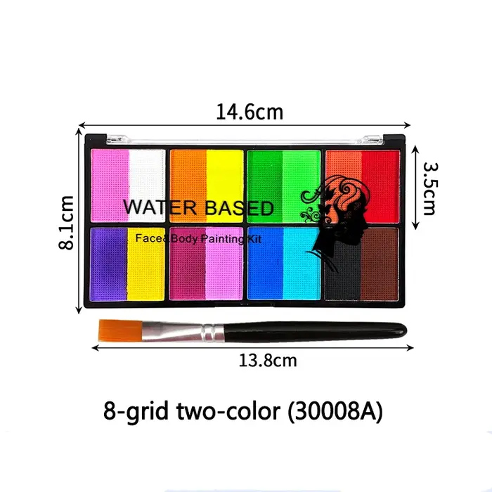 Palette de peinture à rayures arc-en-ciel avec pinceaux
