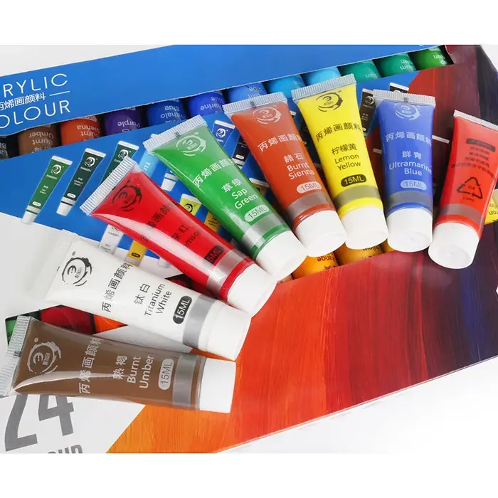 12 couleurs/24 couleurs/15 ml peinture acrylique xiajiaer débutant ensemble bricolage pierre imperméable à la main