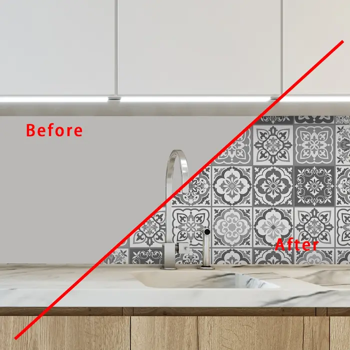 1 rouleau gris et blanc Portugal et Espagne Maroc motifs décoratifs épaissi résistant à l'humidité