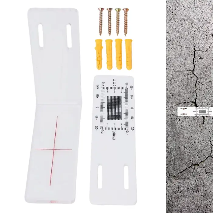 Règle de mesure en acrylique en forme de L pour la détection et le suivi des fissures des murs intérieurs et extérieurs des bâtiments