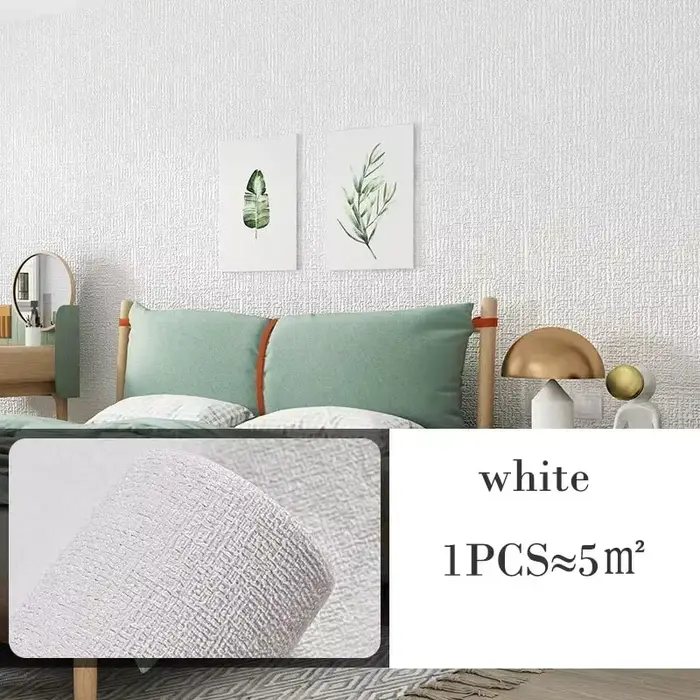 Papier peint auto-adhésif épais 3D d'isolation thermique, 10m, lin, couleur unie, autocollants murau