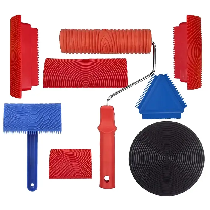 Ensemble d'outils de grain de bois en caoutchouc