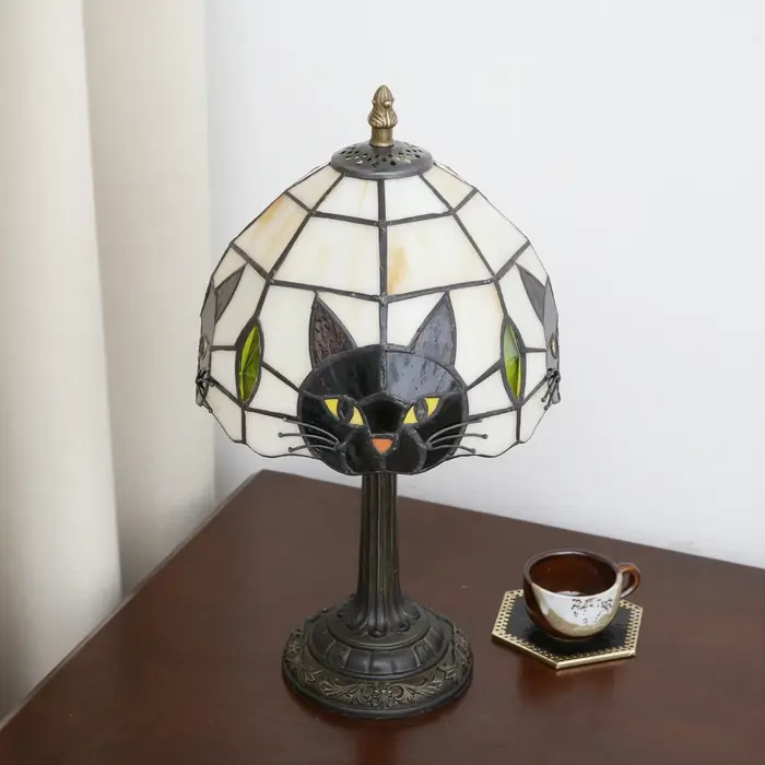 Lampe de table chat noir pour décoration de table de chevet de chambre à coucher, lampe de chevet d'